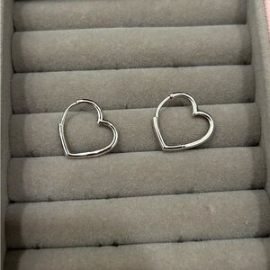 PANDORA Asymmetrical Heart Hoop Earrings